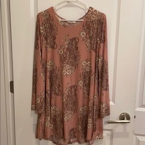 Long sleeved pastel pink dress